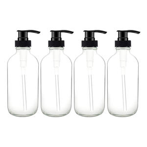 Botellas Redondas <span class=keywords><strong>Boston</strong></span> de 8oz /250ml con bombas para loción, jabón, lociones, limpiador de manos, aceites de masaje, recipientes recargables con tapa - Product Image 1