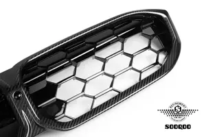 SOOQOO Carbon Tuning Kit Mesh Style Front Grille For Bmw 3 Series G20 Lci Front Grilles Gypsophila Black Inlet Grille For Bmw