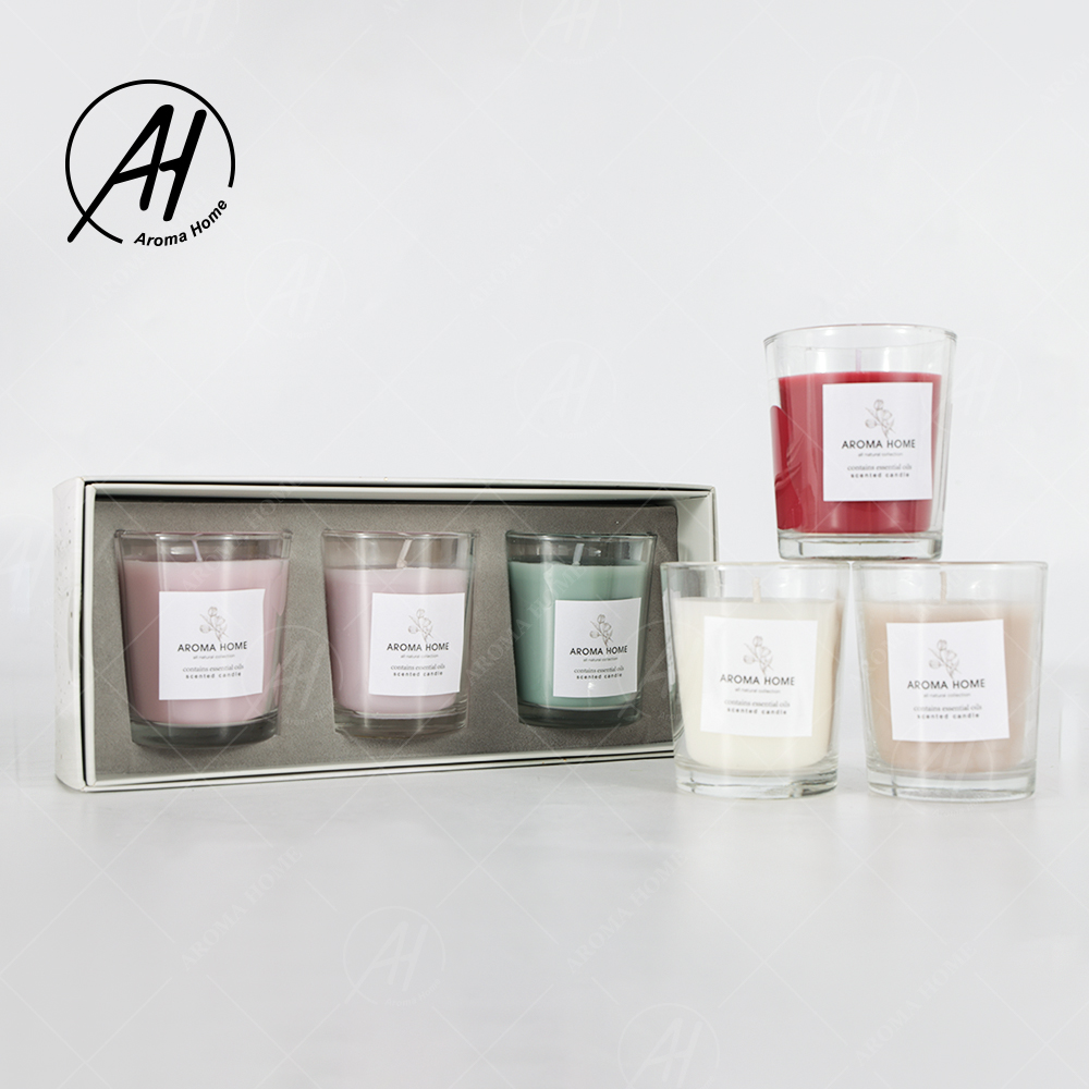 अरोमाथेरेपी पार्टी मिनी होम ग्लास जार सोया वैक्स सेंट कैंडल रंगीन गिफ्ट सेट 5.5OZ 3PCS 6