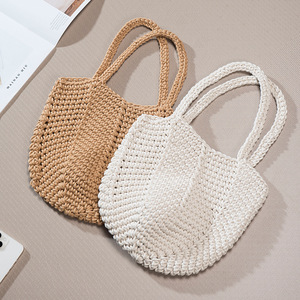Bolso de Mano Tejido a Mano con Cuerda de Algodón, Bolso Cilíndrico Suave, Bolso de Playa para Uso Diario, Verano 2023, Resistente al Agua - Product Image 1