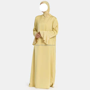 Abito Willson in Jersey Satinato <span class=keywords><strong>con</strong></span> Maniche, Scollo a V, Elegante, Comodo, Semplice, Delicato, Stile Liscio <span class=keywords><strong>con</strong></span> Spacchi Laterali, Abaya per Donne - Product Image 3
