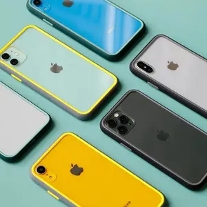 For iPhone 13 Case Dual Color Matte Bumper Phone Case For iPhone 12 11 Pro Max XR SE 2 8 7 Plus Shockproof TPU + PC Clear Cover