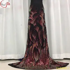 Blume pailletten auf samt lisami spitze stoff für partei gelegenheit kleid stoff und Haute Couture CL64502