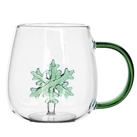 Taza de Vidrio Creativa con Figura de Animal 3D, Taza de Café Transparente de Borosilicato con Asa de Color, Linda Taza de Vidrio con Animal en el Interior