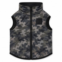 Gilet pour chien avec panneau à patch, col montant, fermeture éclair avant, résistant à l'eau, coupe-vent, matelassé, sans manches, pour chiens de taille moyenne à grande