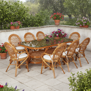 Juego de Comedor de Ratán JAVA para Muebles Comerciales, Diseño Moderno para Hoteles y Restaurantes, Uso en Exteriores con Mesa Larga - Product Image 1