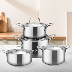 Juego de Ollas de Cocina de Acero Inoxidable 304 Tri-Capa Antiadherentes Duraderas para Inducción, Juego de Ollas Soperas de Acero Inoxidable con Tapa - Product Image 1