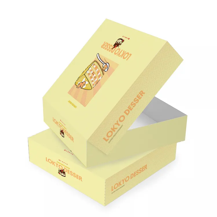 LOKYO recycled one piece Christmas gift custom folding cheese cake bakery paper box with your own logo