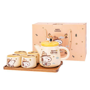 Ensemble de théière et de tasses en porcelaine de luxe Snoopys, 4 pièces, vaisselle en céramique, ensemble de théière en céramique, tasses pour cadeaux - Product Image 5