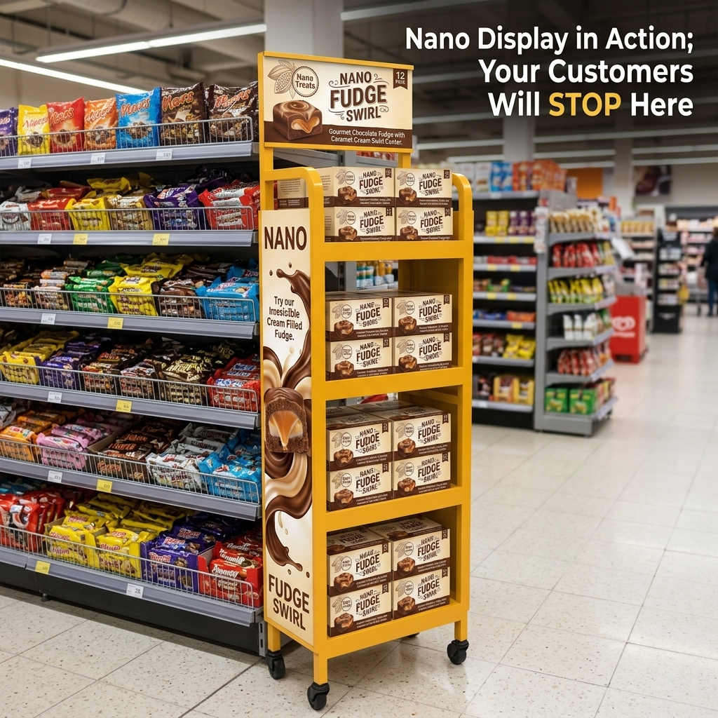 Wholesale Custom Branded Metal Candy Display Rack for Chocolate Gummy Soft Candy Filled Sweets Floor Stand with Wheels Shop OEM — view 2