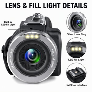 Videocámara 4K Ultra HD HDV03, Cámara de Video Digital de 80MP, <span class=keywords><strong>Zoom</strong></span> 18X, Pantalla IPS Giratoria de 3 Pulgadas, WiFi, DV Portátil para Viajes y Vlogging - Product Image 2