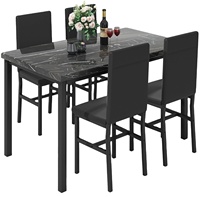Meubles de salle à manger modernes, ensemble table à manger en marbre avec chaises en cuir PU à ossature métallique pour la cuisine et le salon