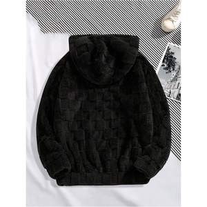 Sweat à capuche personnalisé pour homme en sherpa duveteux avec broderie graphique, manches longues, en polaire, pour l'automne et l'hiver - Product Image 2