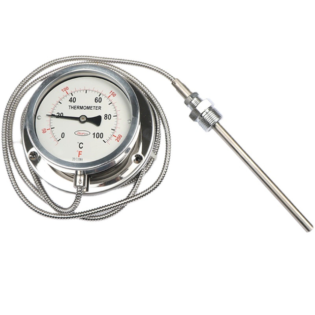 Industrial Capillary Oil Gas Liquid Temperature Gauge Pressure Exhaust Gas Thermometer