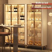Armoire à vin moderne de luxe écologique avec portes vitrées, éclairage LED, acier inoxydable, capacité de 40 à 49 bouteilles pour bars familiaux