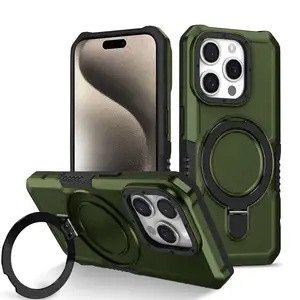 Wholesale Price Color Shockproof Armor Metal Magnet Holder Cell Phone Case for iPhone 15 Pro 14 13 12 11 Pro Max XR XS Max