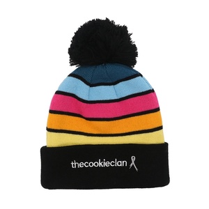 Beanies Manufacturers Custom Logo High Quality Winter <b>Hat</b> 100% Acrylic Stripe Beanies - Product Image 5