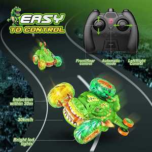 Coche Dinosaurio a Control Remoto con Rotación 360°, Luces en las Ruedas, 2.4Ghz, Camioneta RC de Acrobacias Rápida, Juguetes para Niños - Product Image 5