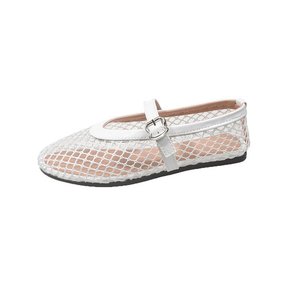 Sandales plates d'été noires pour femmes, style Mary Jane, à bout pointu, avec bride à boucle et semelle intérieure en maille, chaussures habillées - Product Image 4