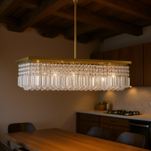 Lustre rectangulaire moderne en cristal, en fer doré, luminaire suspendu à 8 lumières LED pour salle à manger, cuisine, bar, L39.4''x - Product Image 2
