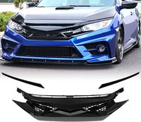 Calandre de pare-choc avant en maille pour Honda Civic, grille de protection avant avec maille, Style démon, avec œillets, sourcils, 2016 — 2018