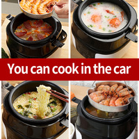 Cuisinière à riz numérique portable 2L en forme de tambour pour voiture, multicuiseur pour soupes et bouillies, pour boîte à lunch de camion, universel 12-24-220V
