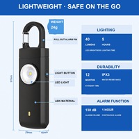 Alarme personnelle porte-clés pour femmes, sirène puissante 130 dB, rechargeable Type-C avec lampe torche pour la sécurité des promenades nocturnes