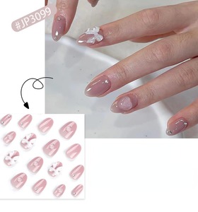 12 Pcs Gradient <b>Acrylic</b> Half Cover Almond Shape Artificial Fingernails <b>Glue</b> Custom Candy False Nails for Dating Party - Product Image 6