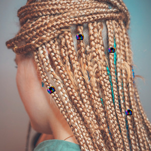 Perles en plastique obsidienne pour tresses colorées, grand trou unique, accessoire coloré en vrac, extension de cheveux électro-plaquée - Product Image 4