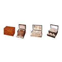 Boîte à bijoux en bois rectangulaire de luxe vintage avec grand tiroir de rangement et miroir organisateur à motif carré