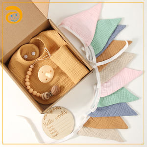 <span class=keywords><strong>6</strong></span> pièces coffret cadeau nouveau-né bébé nouveau-né jalons souvenir sucette bavoir mousseline guirlande drapeau nouveau bébé coffret cadeau pour garçons et filles - Product Image 5