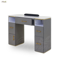 Équipement de manucure de haute qualité, table de manucure triple blanche avec plateau en verre