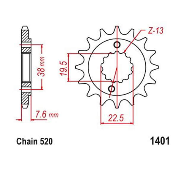 ATV 520 Front Sprocket 14t for Suzuki LTZ400 LTR450 Kawasaki KFX400 KSF400