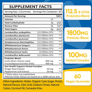 Gomitas Veganas 8 en 1 de Marca Privada, Sin Azúcar, con Sabor Natural a Piña, Suplemento de Fibra Dietética, Prebiótico y Probiótico para la Salud Intestinal - Product Image 6