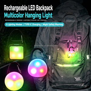<b>Rechargeable</b> LED Backpack Hanging Light Multicolor USB Type-C Clip on Pet Collar Safety Light 5 Modes Warning <b>Lamp</b> - Product Image 5