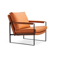 Großhandel Günstiger Moderner Hochdichter Schaumstoff Metall-Armlehnstuhl Wohnzimmerstuhl Chaiselongue Sofastuhl