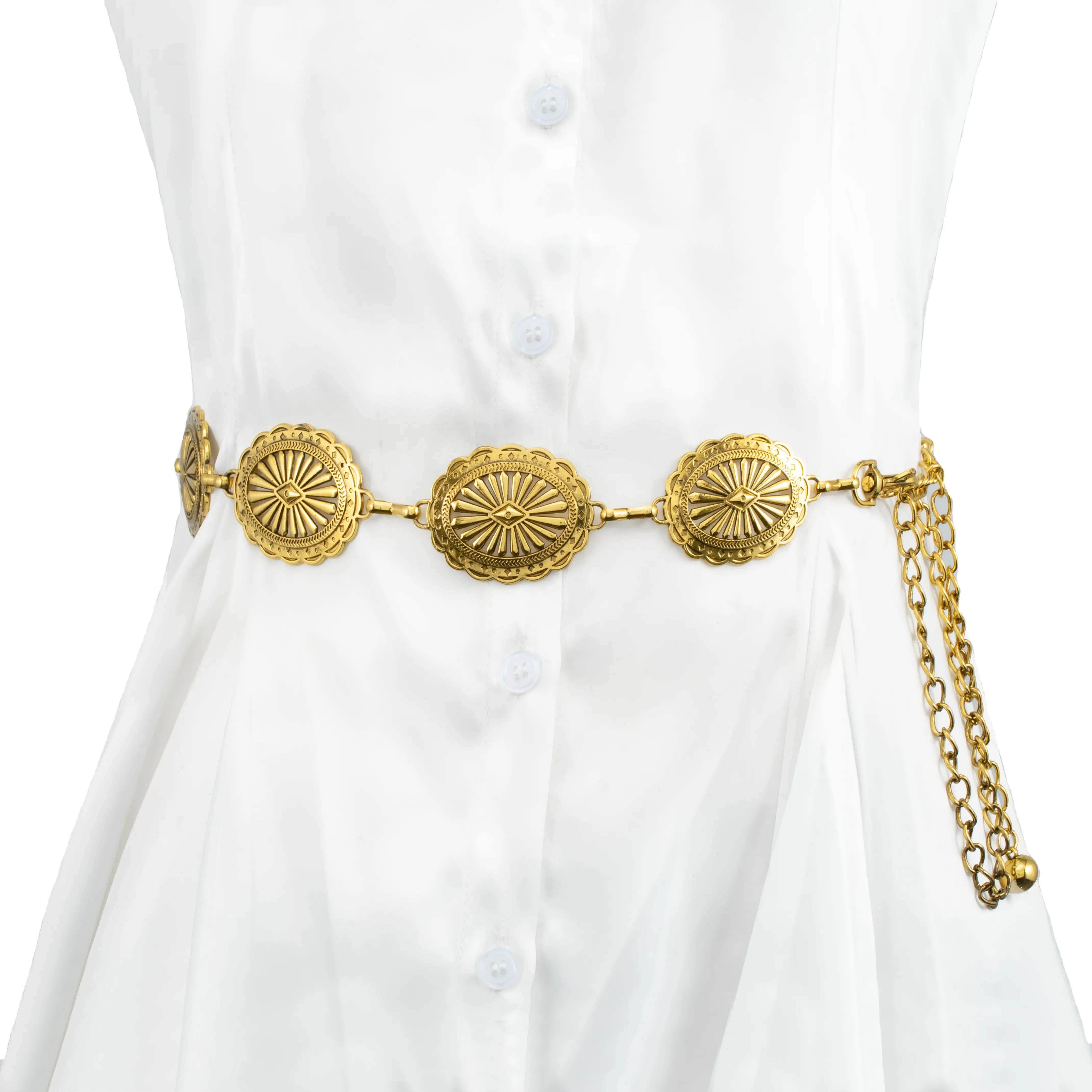 Cinturón dorado de moda para mujer, cadena de Metal de retales, accesorios ajustables