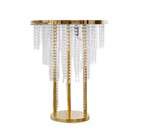 Table à gâteau en métal avec perles de cristal Royal Diamond et éclairage pour décorations de mariage et d'anniversaire, montage facile