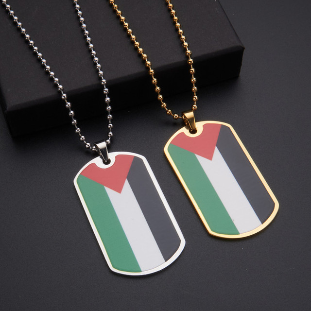 SC Hot Sale Fashion Stainless Steel Necklace Hip Hop Palestine National Flag Necklace Cool Palestine Brand Charm Necklace