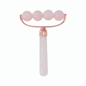 China factory OEM Beauty Products Wrinkle care Wellness Tool Four Round Beads Cooling Rose Quartz Natural <b>Jade</b> Face <b>Roller</b> - Product Image 2