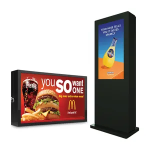 43/49/55 Inch Floor Stand Kiosk Advertising Panel Waterproof Screen Lcd Totem High Bright Monitor Outdoor Tv