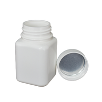 Flacon carré en plastique HDPE de 80ml avec bouchon à vis thermoscellé en feuille d'aluminium pour conserver les médicaments solides, capsule, tablette, pilule bon marché