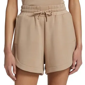 Mulheres Personalizado Verão Macio Sólido Marrom Shorts New Casual Stretch Elasticized Cordão De Malha Suor Shorts