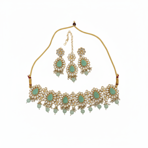 Ensemble de collier en or plaqué et pierres Kundan, bijoux fins 10581099LG - Product Image 2