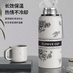 Flower Cup 316L Stainless Steel Insulated Water Bottle Large Capacity Portable Travel Thermal Flask With Lid For Women - Product Image 3