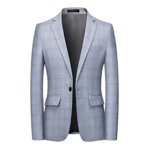 Haute qualité à la mode <span class=keywords><strong>costume</strong></span> hommes jeunesse Banquet décontracté affaires Plaid un bouton <span class=keywords><strong>costume</strong></span> veste mode grande taille <span class=keywords><strong>costume</strong></span> - Product Image 1