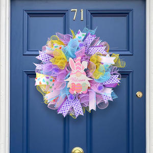 พวงหรีดกระต่าย<span class=keywords><strong>แคระ</strong></span>สำหรับเทศกาลอีสเตอร์ ทำจากพลาสติก โพลีเอสเตอร์ ผ้า การ์ด สำหรับแขวนประตู ตกแต่งวันหยุด ครอบครัว วงแหวน<span class=keywords><strong>หวาย</strong></span>ตาข่าย ต้อนรับแขก - Product Image 3