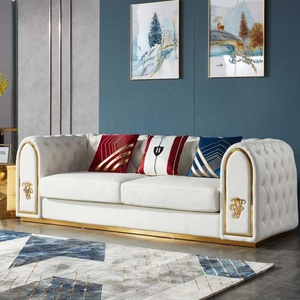 Ensemble de canapés italiens classiques de luxe de haute qualité, design contemporain capitonné pour appartement ou salon de centre commercial - Product Image 1