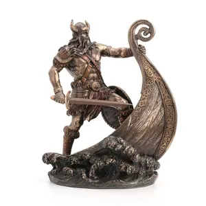VERONESE DESIGN - VIKING WARRIOR STANDING ON PROW -COLD CAST BRONZE -OEM AVAILABLE
