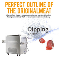 Chaîne de production automatique de mise sous vide à bande pour viande rouge avec tunnel de rétraction à eau chaude et sécheur à lame d'air pour le traitement du bœuf et du porc